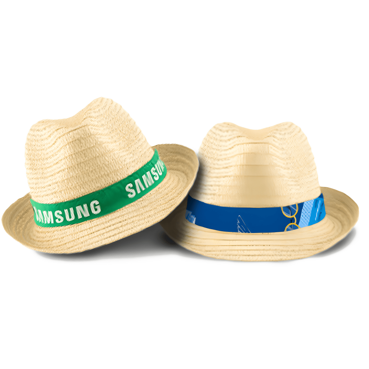 כובע קש אלגנטי עם סרט ממותג