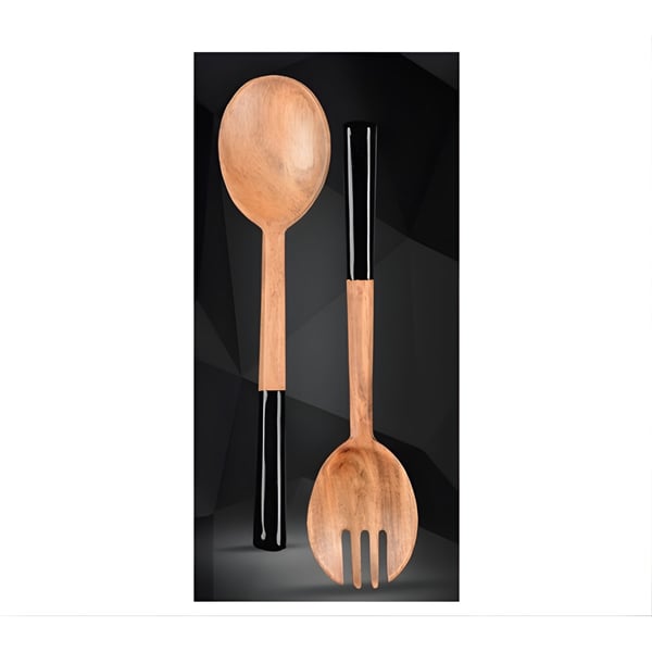 Stylish 30cm Wooden Serving Spoons Set by Naaman