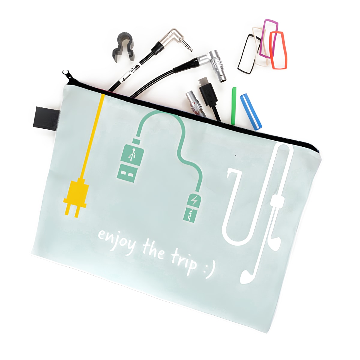 נרתיק איכותי לכל מטרה - לכבלים, כלי כתיבה ועוד הדפס צבעוני מלא