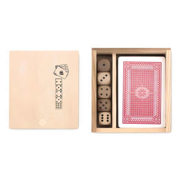 Premium Game Set with 54 Cards and 5 Wooden Dice