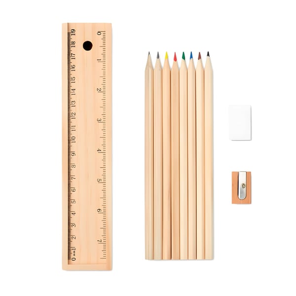 Wooden Stationery Set - 12-Piece Collection