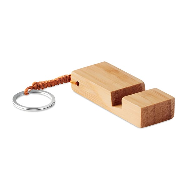 Eco-Friendly Bamboo Smartphone Stand Keychain