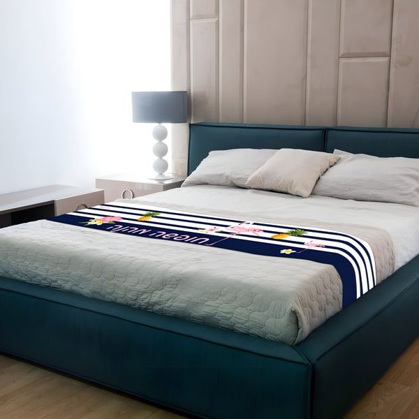 Printed Hotel Bed Runner - Welcome Design 220/45