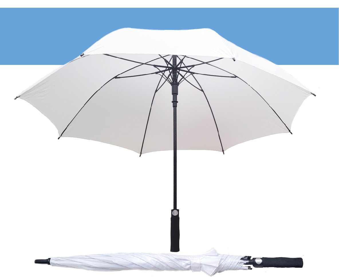 מטריית ידית ארוכה בלבן בעלת עמידות לרוח