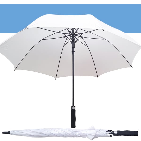 White Long-Handle Umbrella with Wind Resistance