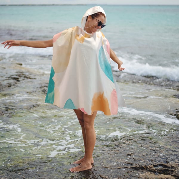 Oversized Poncho Towel with Hood for Adults - 98.5*98.5