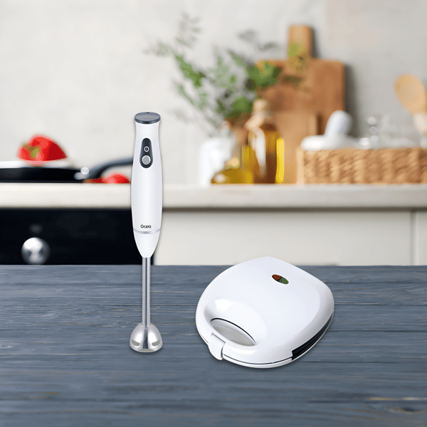 Kitchen Set: Stainless Steel Blender 300W & Stripe Toaster