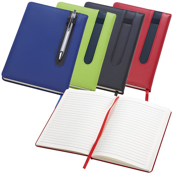 מחברת A5 עם מקום לעט בחזית - מתנה עסקית יוקרתית