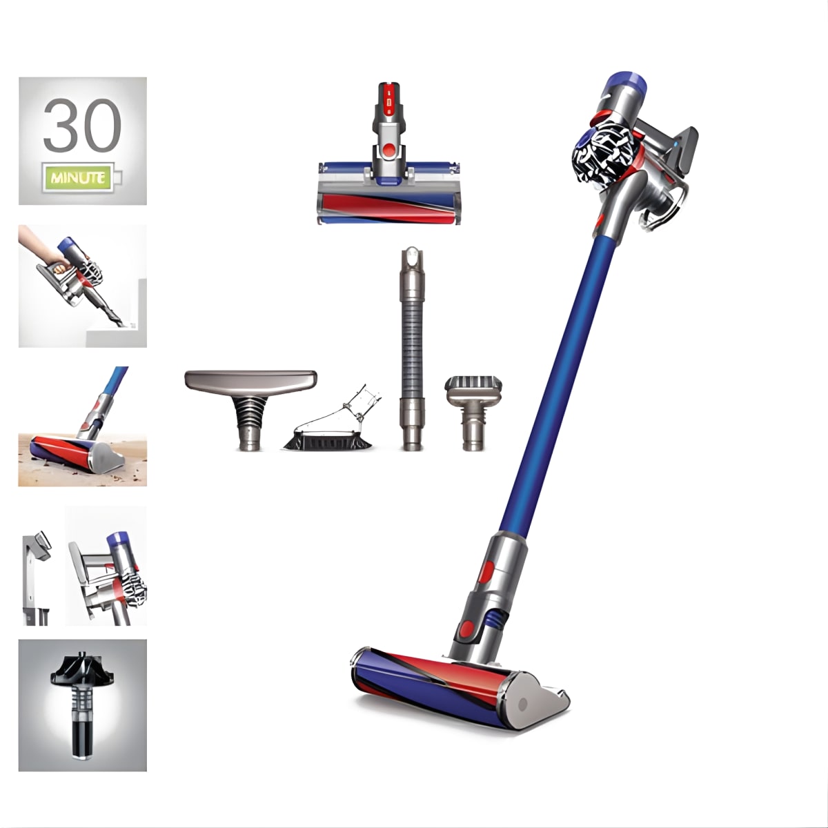 שואב אבק אלחוטי עוצמתי Dyson V7 Fluffy עם קיט אביזרים