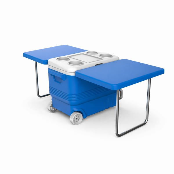 Mobile Cooler with Wheels and Built-in Table