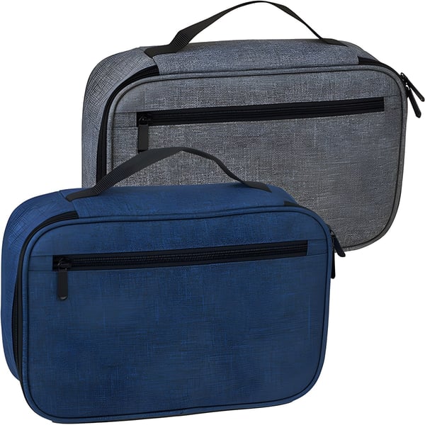 תיק רחצה יוקרתי עם פתיחה רחבה וכיס רוכסן קדמי