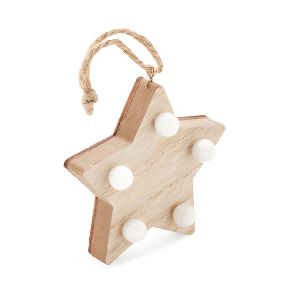 Star-Shaped Wooden Decoration with LED Lights