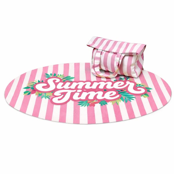 ערכת חוף מושלמת: מגבת עגולה, תיק צד תואם, צידנית ובקבוק דפיוזר