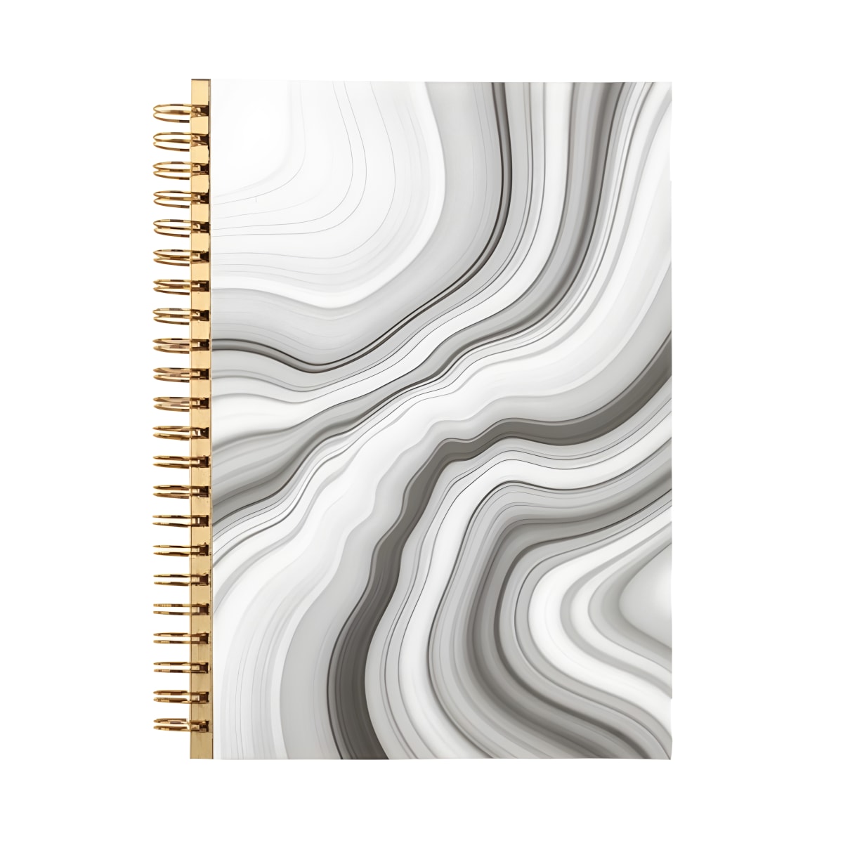 מחברת ספירלה מעוצבת בשיש שחור ולבן