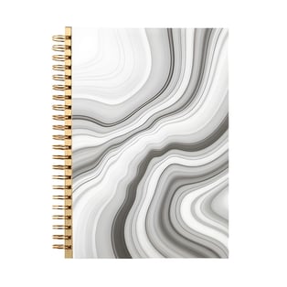 מחברת ספירלה מעוצבת בשיש שחור ולבן