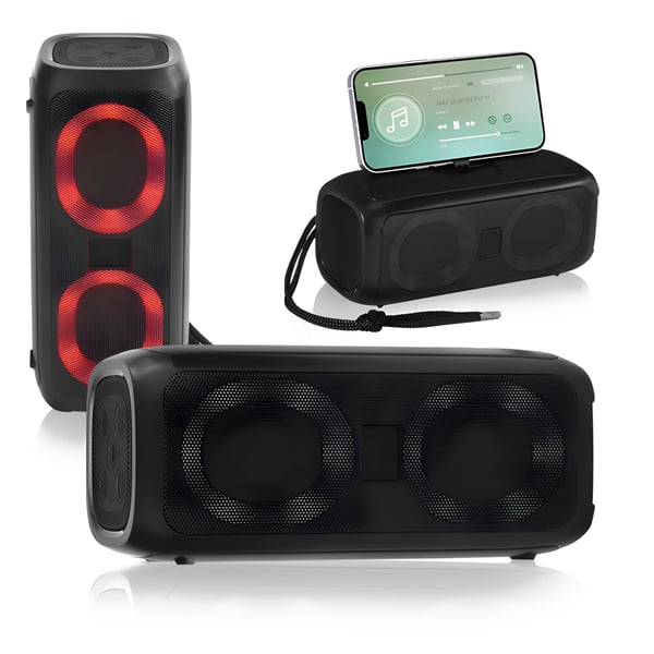 רמקול נייד עמיד במים עם תאורה LED וחיבור Bluetooth