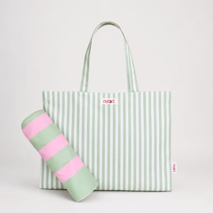 Stylish Canvas Beach Bag with Matching 140x140 Couples Towel