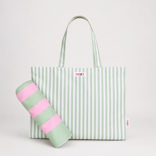 Stylish Canvas Beach Bag with Matching 140x140 Couples Towel