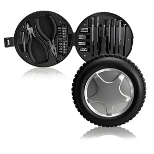 Multifunctional Tool Kit in a Unique Tire-Shaped Case