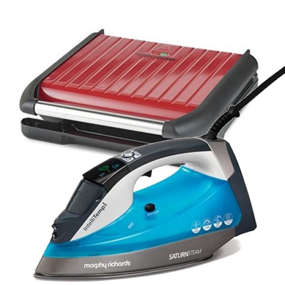 מארז בית יוקרתי עם מגהץ דיגיטלי Morphy Richards וגריל בריאותי RUSSELL HOBBS