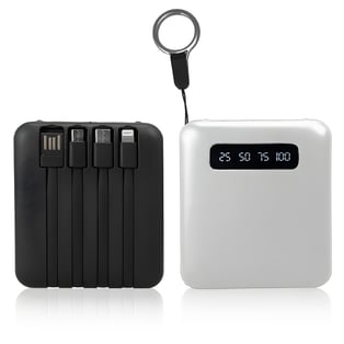 Powerful 10,000 mAh Portable Charger with Built-In Cables and Emergency Light