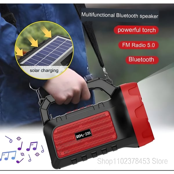 Wireless Solar-Powered Flashlight Speaker