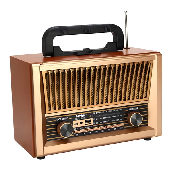 Portable Vintage Radio with Bluetooth and LED Flashlight