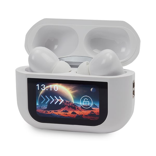 TWS Earbuds with Color Touch Screen and Noise Cancellation