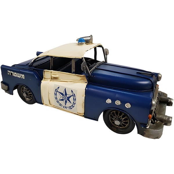 Handcrafted Blue Vintage Retro Police Car