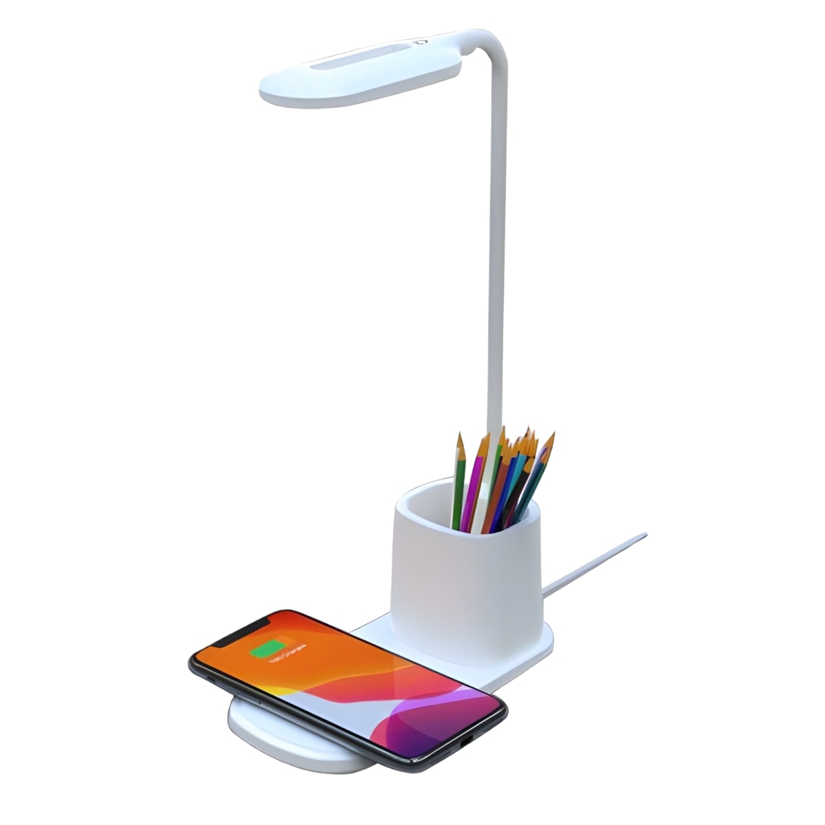 משטח טעינה אלחוטי 10W משולב עם מנורת LED וכוס עטים