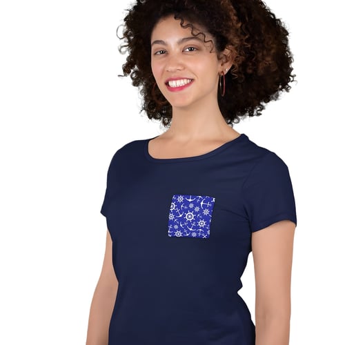חולצת טי שירט בעיצוב כיס עם הדפסה מלאה