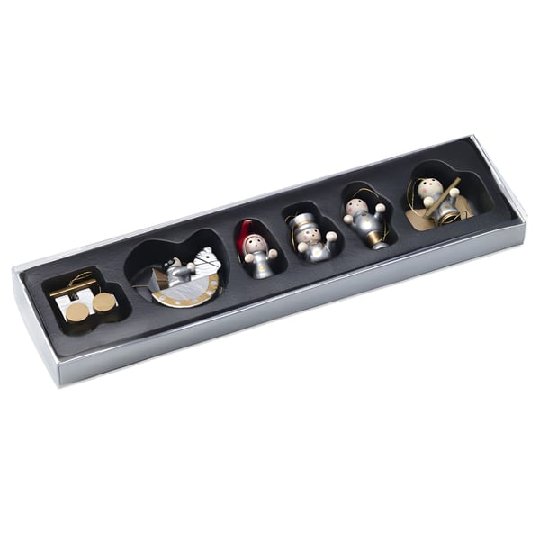 Premium Set: 6 Wooden Christmas Tree Ornaments