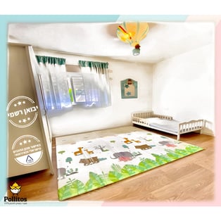 משטח משחק דו צדדי עבה ובטוח לתינוק דגם ספארי