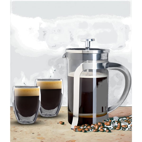 Luxury Coffee Set: French Press 350ml & Double-Walled Espresso Cups