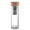 Double Wall Borosilicate Glass Bottle with Bamboo Tea Infuser Lid