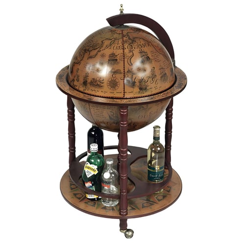 גלובוס בר מעוצב עם תא אחסון בקבוקים