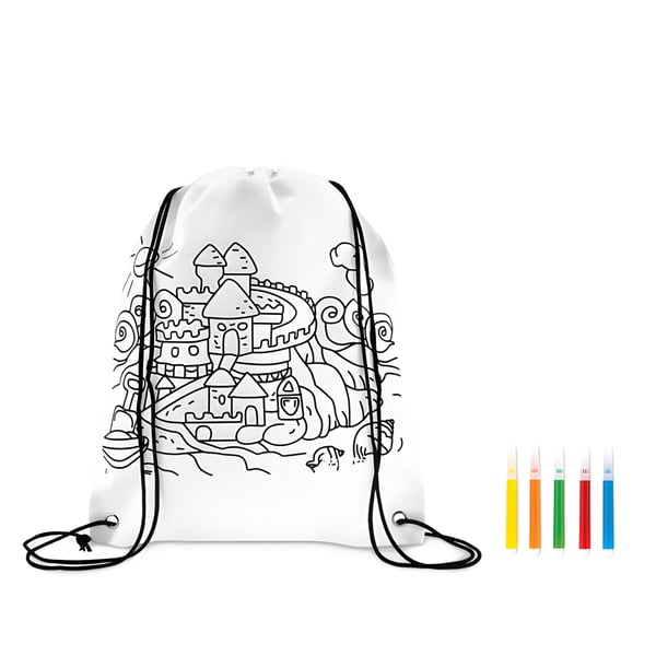 Color-In Drawstring Bag with 5 Markers