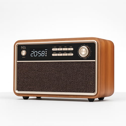 רמקול בלוטוס ורדיו בעיצוב וינטג' עם טווח רחב