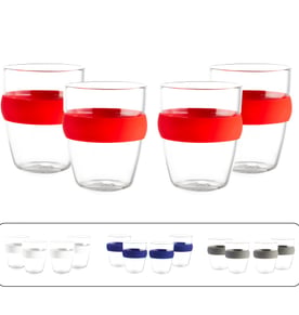 סט כוסות זכוכית עם חבק סיליקון צבעוני - אינדונזיה