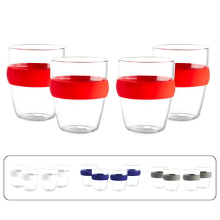 סט כוסות זכוכית עם חבק סיליקון צבעוני - אינדונזיה