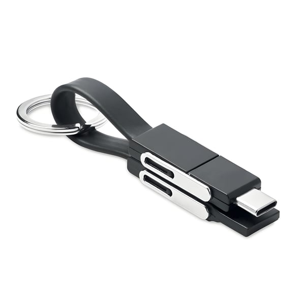 מחזיק מפתחות חכם עם כבל טעינה 4 ב-1