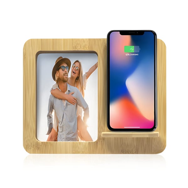 Bamboo Photo Frame with Wireless Charger "Charge Frame"
