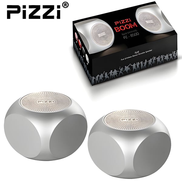 רמקולים אלחוטיים Bluetooth PiZZi Boom זוג 2x5W חזק בצבע שחור