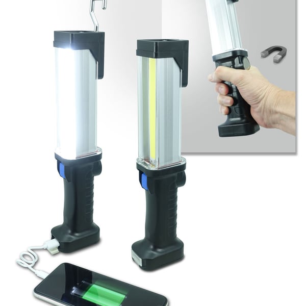 פנס COB חזק ומטען נייד 4000mAh עם מגנט ומתלה