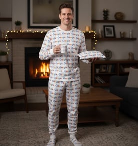 סט חורף מפנק: פיג'מה, כרית חימום, תיק שרוכים, ספל וגרביים