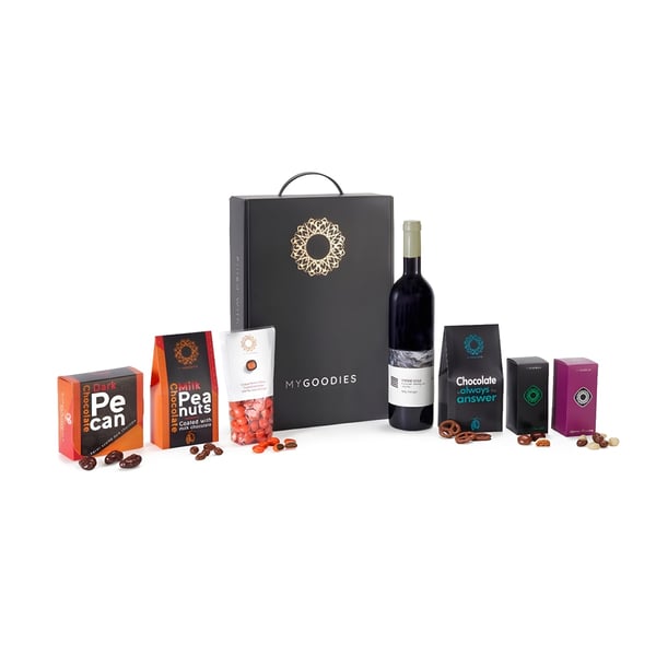 מארז מתנה יוקרתי יין קברנה סוביניון ושוקולדים משובחים