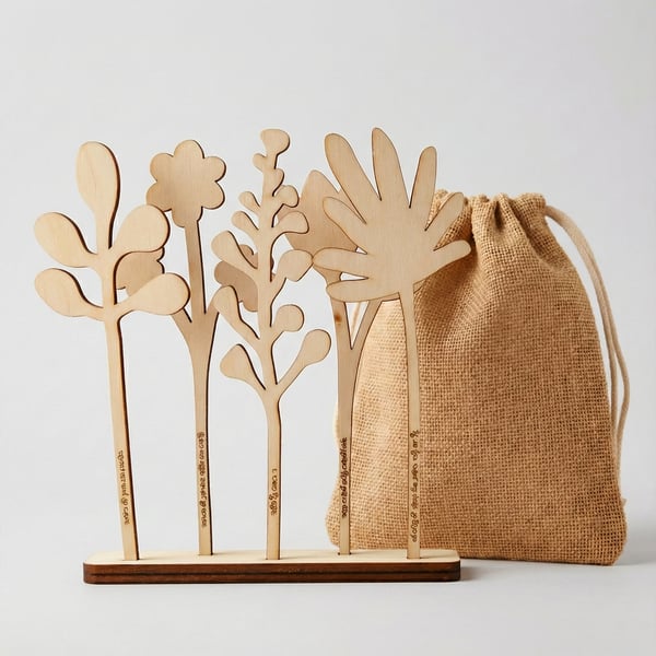 Inspirational Wooden Bouquet with Motivational Quotes for Tu Bishvat