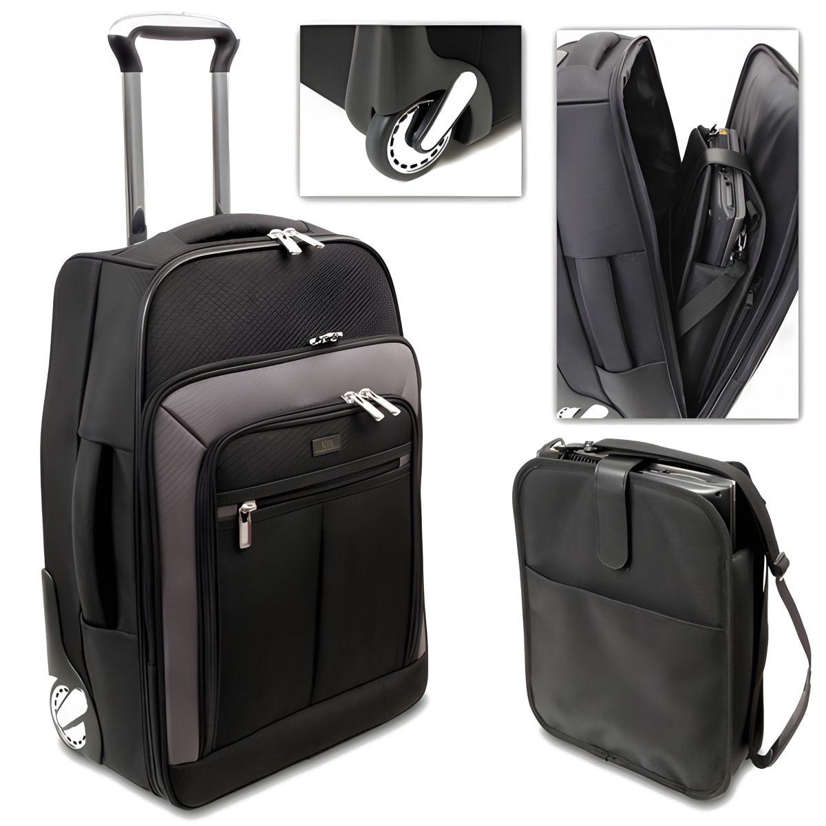 מארז עסקי נסיעות: מזוודת עליה למטוס עם תיק מחשב נשלף