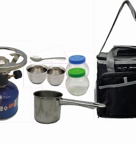 Portable Camping Stove Set with Gas Canister and Accessories