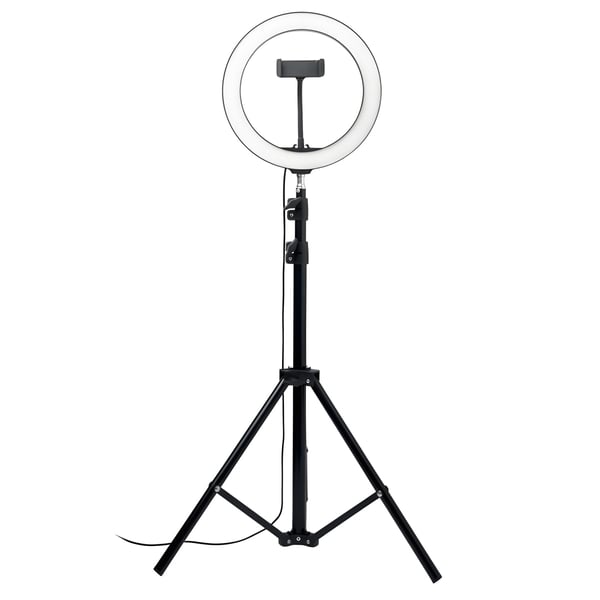 טבעת LED לסלפי 26 ס"מ עם חצובה ומחזיק טלפון